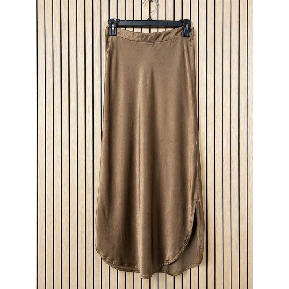 025 Bella Dahl Side Slit Bias Maxi Skirt Bronze Side Slits (XS)
